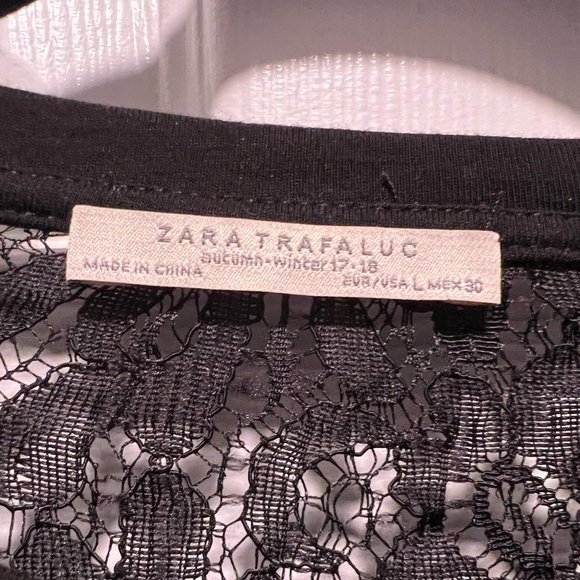 Zara Trafaluc Womens Lace Crop Top Green Crew Neck Short Sleeve - Picture 3 of 6